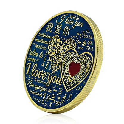 2023 New 100 Languages I Love You Color Gold Coin Metal Love Challenge Coin Wedding Anniversary Lover Girlfriend Holiday Gift