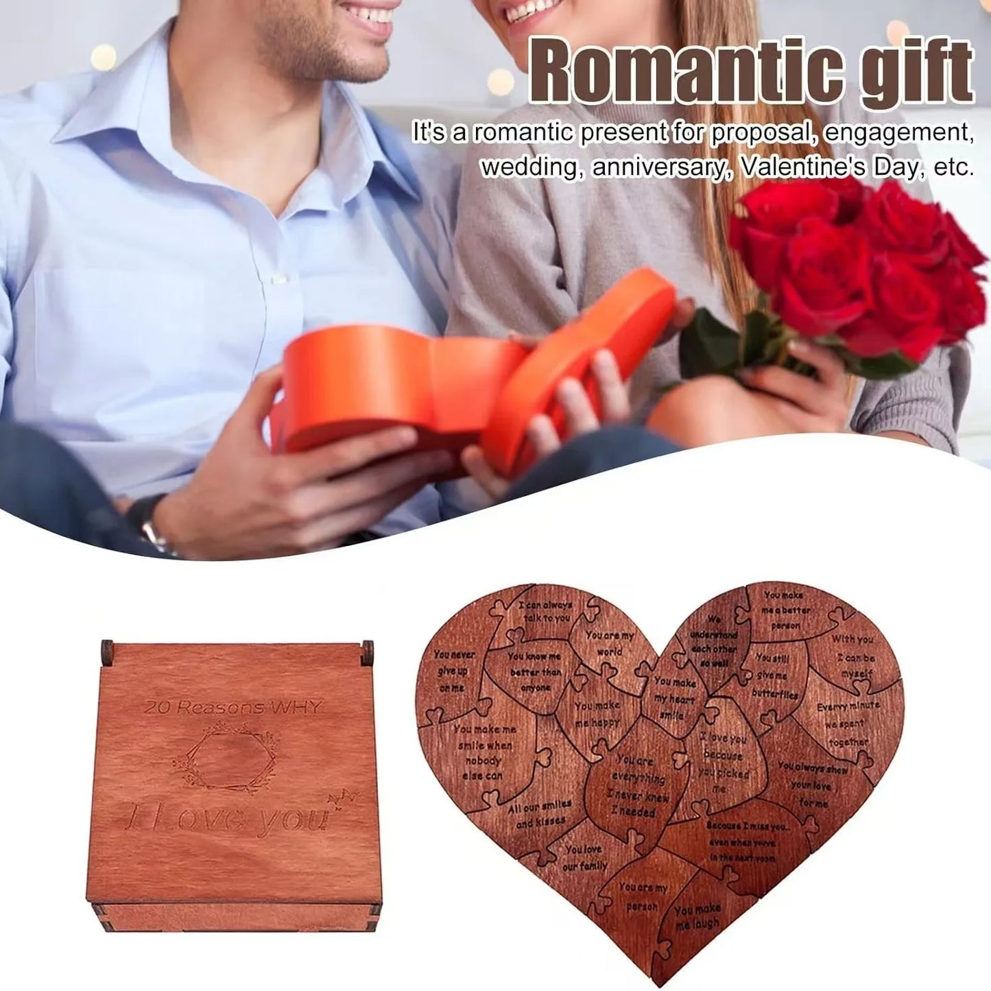 20 Reasons Why I Love You Puzzle Engraved Love Gift Home Decor Sentimental Gifts Personalized Valentine Day Gift