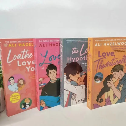 4 Books/set  By Ali Hazelwood The Love Hypothesis/Love on The Brain/Loathe to Love You /Love, Theoretically Novel English Book