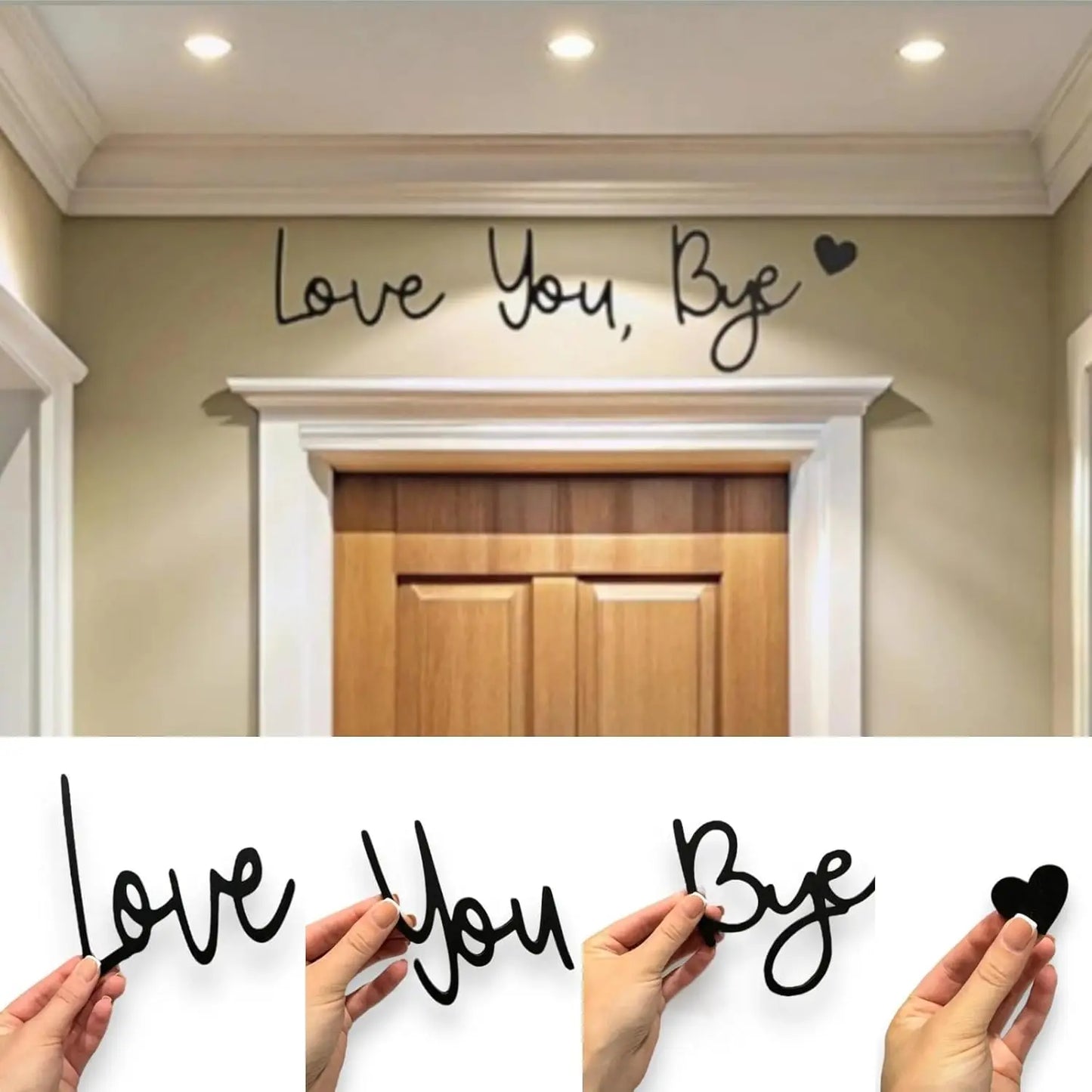 Love You Bye Sign Above Door Topper Decoration Wall Art Wooden Script Decor for Door Home Valentine's Wedding Thanksgiving Gift