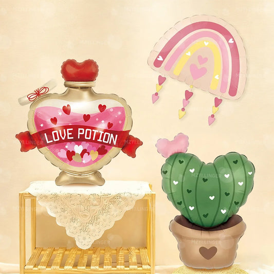 Valentine's Day Balloon Love Cactus Love Rainbow Aluminum Film Balloon Valentine's Day Wedding Birthday Balloon Decoration
